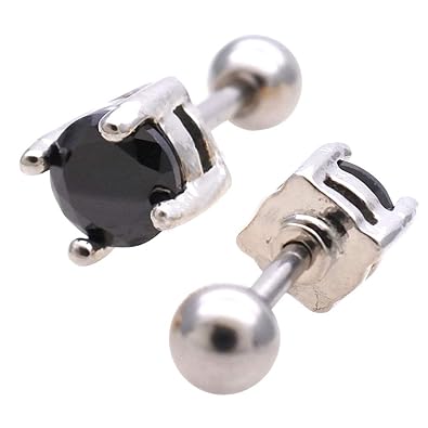 【クリックでお店のこの商品のページへ】(スパイシーリップス)シンプル オニキス ラウンド ヘリックス 軟骨ピアス ボディピアス 1076 16G/シルバー