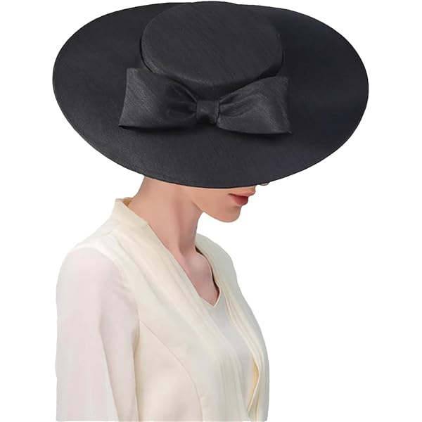 Black Wide Brim Hats for Women Big Bowknot Formal Church  display picture 1