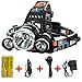 Brightest and Best 8000 Lumen Bright Headlamp Flashlight , IMPROVED LED with Rechargeable Batteries for Reading Outdoor Running Camping Fishing Walking - Waterproof Headlight