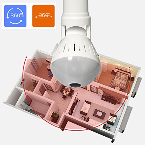 Wireless IP Camera LED Bulb Camera Hidden Camera 360 Degree Panoramic 1080P HD Fisheye for IOS Android APP Remote Home Security System Support for Indoor House Baby Room Pet Fathers Day - Thumbnail 5