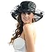 IL Caldo Women's Sun Hat Fascinator Flowers Wide Brim Gauze Hat Headdress,Black