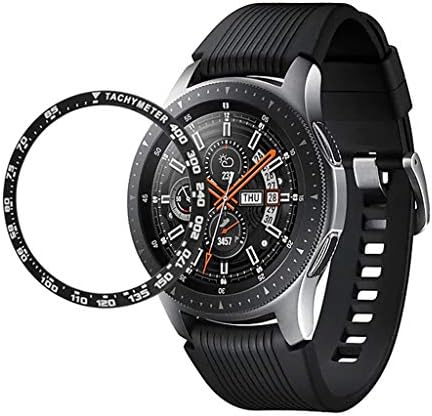 Kecar 1PC Bezel Styling for Samsung Galaxy Watch 46MM Bezel Ring Case Adhesive Screen Protector Cover - Anti-Scratch Stainless Steel Protection Black