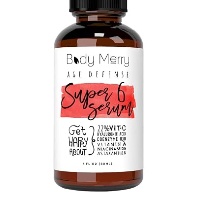 Body Merry Anti-Aging Vitamin C Serum for face w Vit C 22%, Hyaluronic Acid, Retinol 2.5%, CoQ10 w Astaxanthin &amp;amp;amp; Niacinamide to Fight