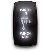 Winch in Winch Out - White - Laser Etched Toggle Switch 7-PIN Momentary Switch Waterproof Black Shell/ON-Off-ON DPDT Illuminated Rocker Switch for Auto Truck Boat Marine - 20A 12V/10A 24V