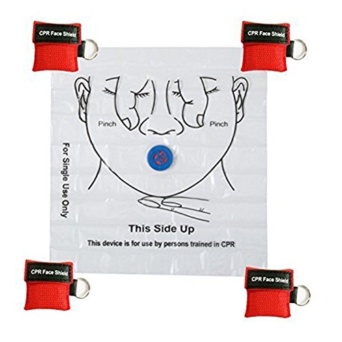 Pack of 25pcs CPR Mask Keychain Ring Emergency Kit Rescue Face Shields for First Aid or CPR Training (Red25) - Thumbnail 4