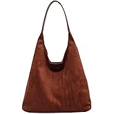 KAOBIO Suede Hobo Bags for Women - Retro Slouchy Office Shoulder Top-handle Tote Handbags