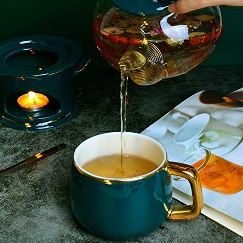 Ceramica in porcellana European Flower Tea Set con la candela Più caldo di vetro Teiera fioritura fogli staccabili Tea… - immagine 6