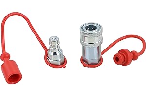 KEFLY 1/4" NPT Ag Hydraulic Quick Connect Coupler, ISO 5675 Poppet Pioneer Style Tractor Couplers with Dust Caps, Interchangeable with Parker 4000 Series | Eaton/Aeroquip FD42