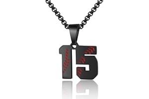 AIAINAGI Baseball Number Necklace - Stainless Steel Chain Pendant for Men Athletes 00-99 Jersey Number Gift
