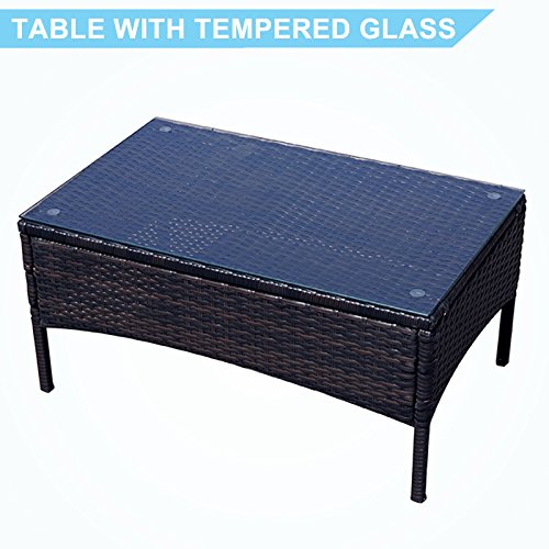 image for mecor 4PC Outdoor Furniture Set,Rattan Wicker Patio Set Cushioned Sect