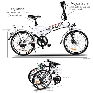 ANCHEER Folding Electric Bike with 36V 8Ah Removable Lithium-Ion Battery, 20 inch Ebike with 250W Motor and Shimano 7 Speed Shifter (Folding-White)