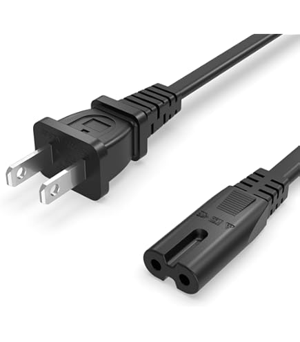 AC 2 Prong C8 Power Cord 5ft Standard 2-Slot for TV PS4 PS5
