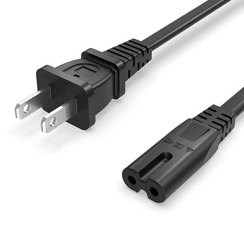 Superer AC Power Cord Cable Fit for Sony PS5 PS4 PS3 Slim PlayStation 5 4 3, Xbox Series X/S, Xbox One X/S, TV, Printer, Speaker, Universal IEC C7 Figure 8 2 Prong Replacement Cables, ETL Listed
