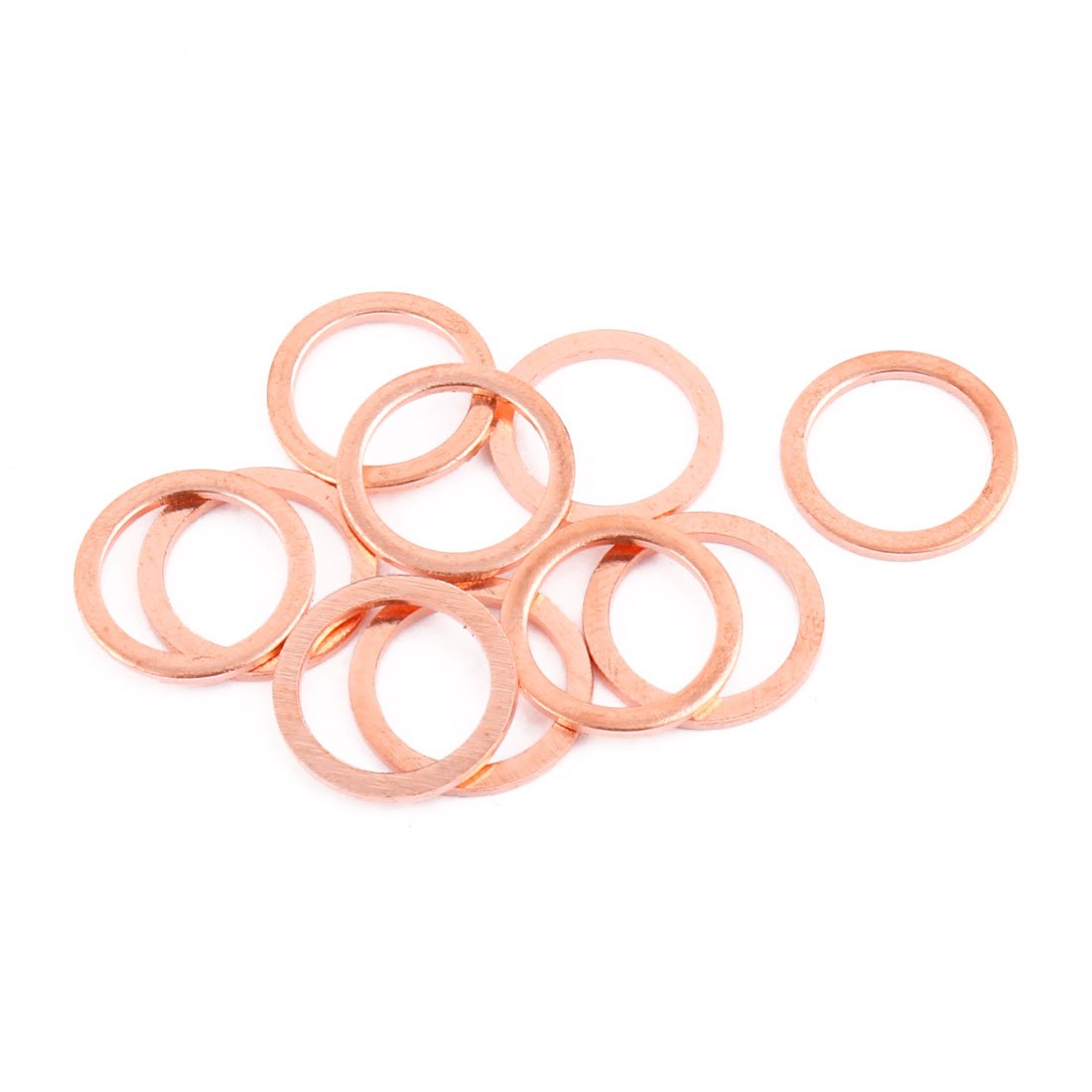 sourcing map 10pcs 16mm x 12mm x 1mm Flat Ring Copper Crush Washer Sealing Gasket Fastener