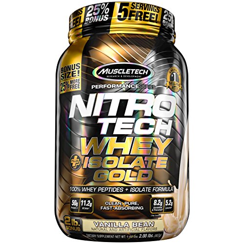 MuscleTech NitroTech Whey Plus Isolate Gold, Vanilla Bean, 2 Pound
