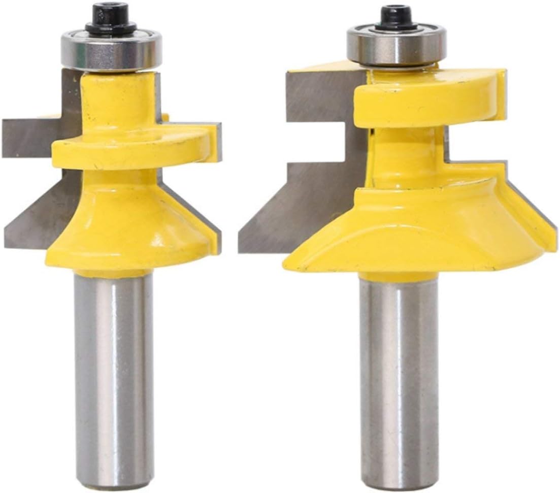 DBoyun V-Notch Wainscotting and Flooring Matched Tongue and Groove Router Bit Set with Edge Banding 1/2-Inch Shank