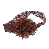 Weixinbuy Baby Girls Ruffle Flower Lace Hairband Elastic Headband Brown