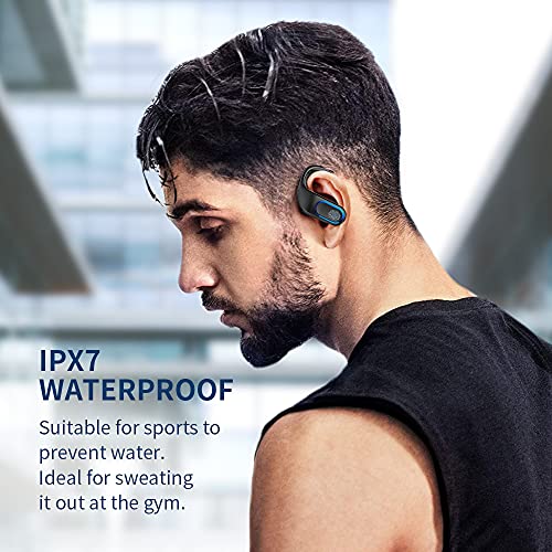 Bluetooth Kopfhörer Sport, Kabellose Kopfhörer In Ear Bluetooth 5.0 Wireless Ohrhörer, IP7 Wasserdicht Wireless Über-Ohr Haken 48 Stunden Spielzeit Stereo Noise Cancelling HD Mikrofon mit Deep Bass