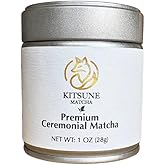 Kitsune Matcha Premium Ceremonial Grade Matcha Green Tea Powder - Authentic Japanese First Harvest from Yame region 1 oz / 28 g