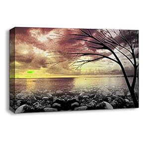 Canvas Wall Art Abstract Cloud Tree Colorful Painting Artwork for Home Prints Framed - 12x18 inches
