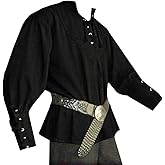 Karlywindow Mens Medieval Pirate Shirts Lace Up Scottish Mercenary Halloween Costume Shirt Tops