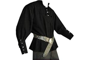 Karlywindow Mens Medieval Pirate Shirts Lace Up Scottish Mercenary Halloween Costume Shirt Tops