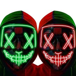 Halloween Mask LED Light up Mask (2 Pack) Scary