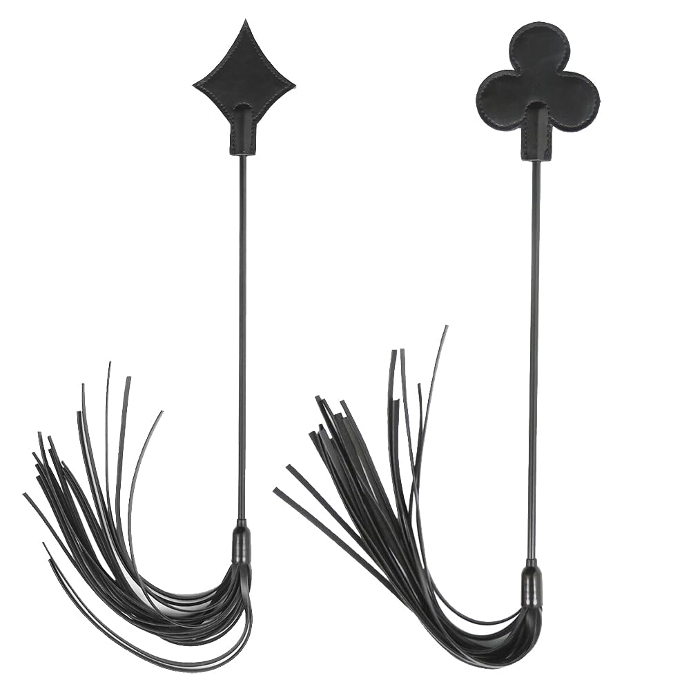 JIHUOO PU Leather Paddle Black Horse Riding Crop Whip Horse Jump Bat Equestrian Crops with Tassels Bedroom Play Toys for Adults A