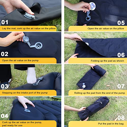 VECUKTY Inflatable Camping Sleeping Pads with Pillow, Camping Air Mat