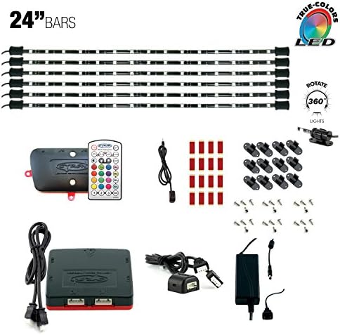 Cyron True LED RGB MULTICOLOR Backlight Home TV Accent Kit, Under Cabinet Counter Lighting Fixture, Video Production Light, Wireless Remote, 360 Degrees Rotatable, Six 24" LED Bars, ETL Listed