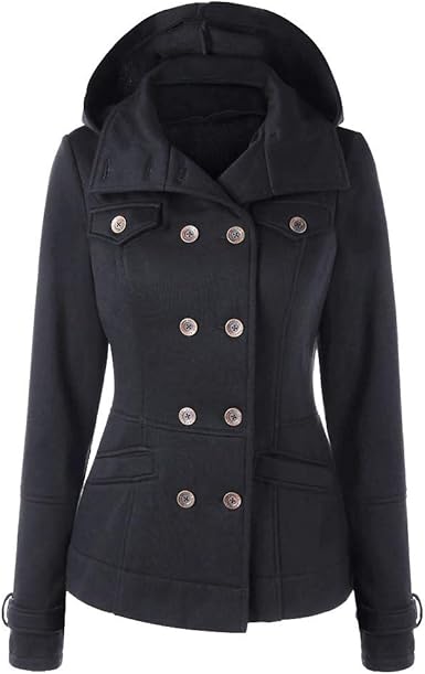 Keerads Manteau A Capuche Femme Mode Svelte Manche Longue Veste Sweat Shirt Manteau Avec Double Bouton Poche Poitrine Outwear Vest Amazon Fr Vetements Et Accessoires