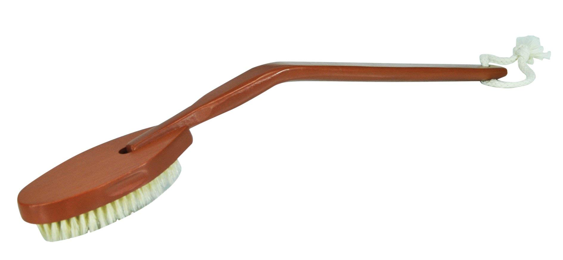 Aidapt Long Handled Shower Scrub Brush โ 52cm Wooden Handle with Bristle Head & Hang Tag for Easy Storage โ Ideal for Limited Mobility & Reaching Back, Feet & Hard-to-Reach Areas