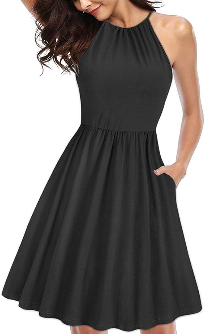 black halter dress casual