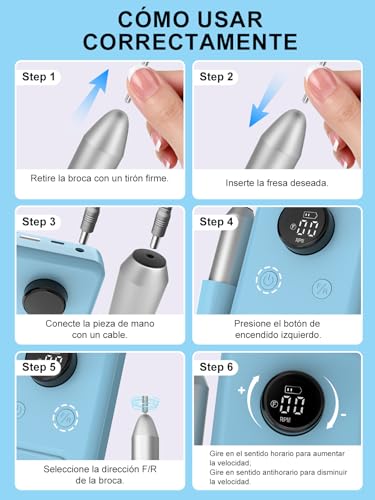 COPPA Professional Nail Lathe, NDK106 Electric Nail File with 12 Bits 31 Bands, 45000 RPM Adjustable Speed Nail Drill Kit for Polishing and Removal of Acrylic Nails, Salon & Home