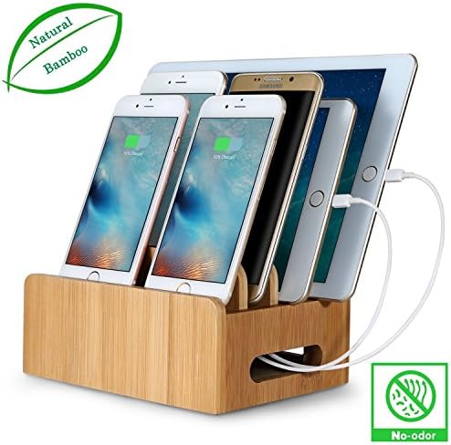 Bamboo USB Charging Stand phones Tablet PC Charging Station Multiple Equipment Charging Storage Management Wooden Box