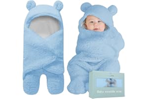 BlueMello Baby Swaddle Blanket | Ultra-Soft Plush Essential for Infants 0-6 Months | Receiving Swaddling Wrap Blue | Ideal Newborn Registry and Toddler Boy Accessories | Perfect Baby Girl Shower Gift