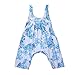 KIDSA Baby Toddler Girl Romper Jumpsuit Clothes One-Pieces Blue Floral Tank Top Cute Outfit