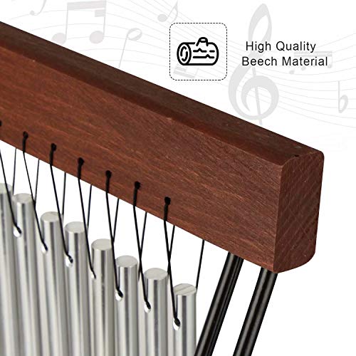 Table Top Bar Chime, Single-row Musical Percussion Instrument with Solid Aluminum Pipe and Iron Stand Stick for Ornament Classroom Office Decoration Kids Educational Gift - Thumbnail 2