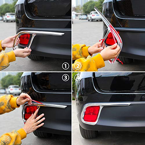 Senzeal ABS Chrome Lightning Design Rear Fog Light Cover Trim for Toyota Highlander 2015 2016 2017 2018 2019 2PCS