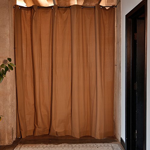 RoomDividersNow Muslin Tension Rod Room Divider Kit - XX-Large A, 8ft Tall x 10ft - 12ft 6in Wide (Khaki)