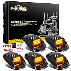 Partsam 5X Amber 24 LED Smoke Cab Roof Running Top