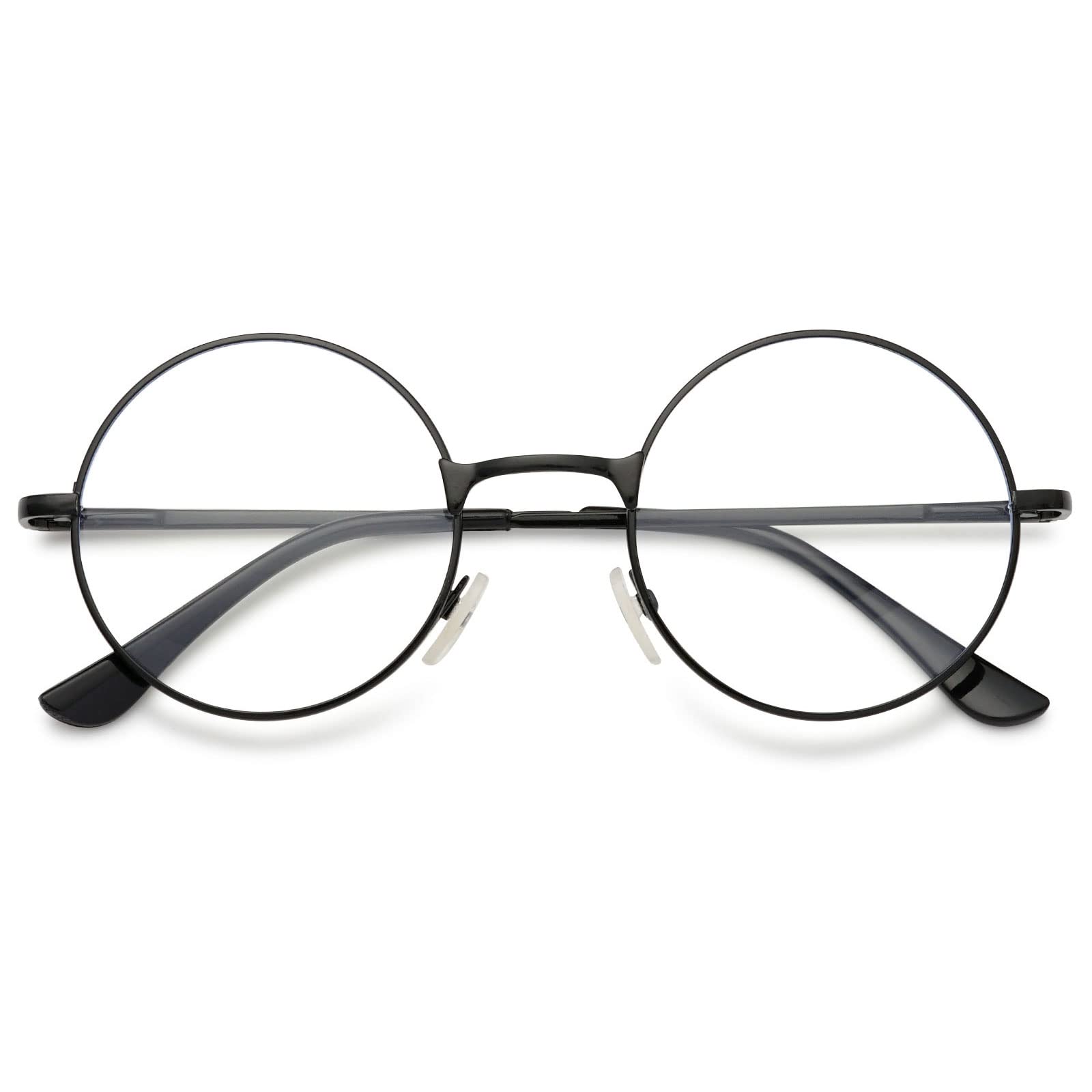 MAGIMODAC Vintage Retro Reading Glasses Metal Anti Blue Light Blocking Round Readers Eyeglasses Eyewear for Ladies Women Men 1.0/1.5/2.0/2.5/3.0/3.5/4.0 (Black, 3.0, diopters)