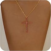 YienDoo Boho Crystal Cross Necklace Choker Vintage Rhinestone Cross Pendant Necklace Statement Cross Charm Gold Necklace Chain Minimalist Faith Crucifix Necklace Jewelry for Women and Girls