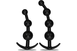 2PCS Anal Beads & Butt Plug, Silicone Anal Training Kit, Flexible Anal Bead Sex Toys with Different Size Anal Balls Prostate 