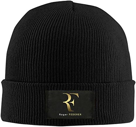 Burlingames Roger Federer Logo Unisex Woolen Hat Warm Winter Wool Watch Cap Black