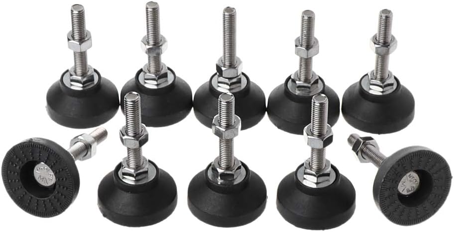 10pcs Adjustable Leg Leveler Feet, Thread Type Levelling Feet Swivel Base Articulating Leveling Legs Furniture Glide Pad M8