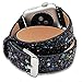 Apple Watch Band, iitee Double Tour Christmas Shiny Glitter Power Leather Bling Luxury iWatch Band Wristwatch Bracelet Strap Belt(Double Tour Black 38mm)