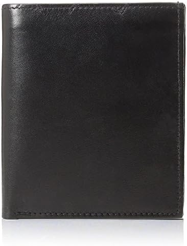 SUN 5101 BK Men's Big Hipster Bifold Leather Wallet Organza Gift Bag, Black