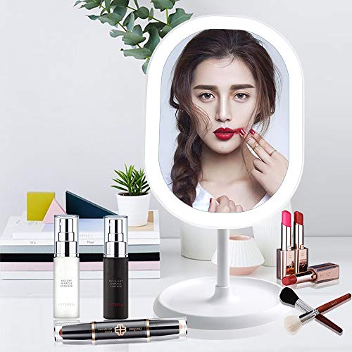 Juhefa LED Makeup Mirror, [Rechargeable] Portable Vanity Mirror with Lights, Touch Screen Switch, 180 Degrees Free Rotation