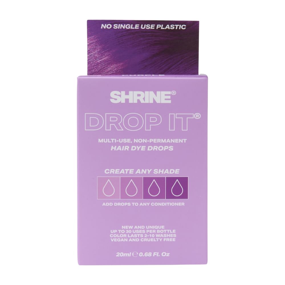 Shrine Drop It PURPLE Hair Dye Kit - Semi-Permanent Hair Color | Create Any Shade From Pastel to Vibrant | 200 Drops Per Bottle | Multi-Use, Vegan & Cruelty Free